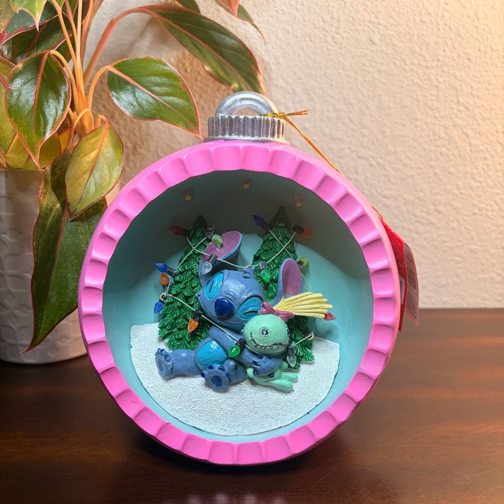 Lilo & Stitch Christmas Light Up Ornament Figurine Scene